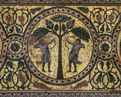 Mosaic of the royal hunt (close up) by Unknown