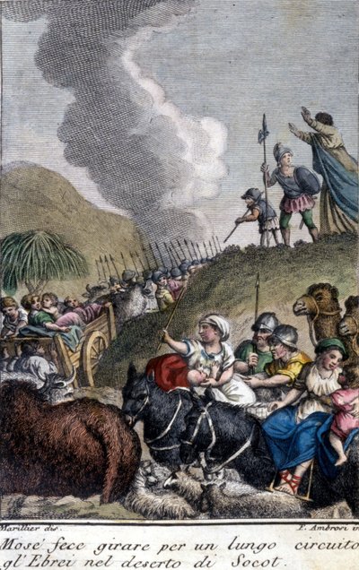 Moses guided the Jewish people in the Socot desert for a long time. by Unknown artist