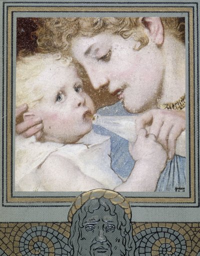 Mother giving the bottle to her child - 19th century by Unknown artist