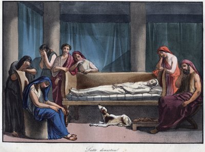 Mourning in a Roman House - Engraving from 