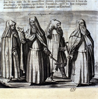 Muscovite clergy, engraving by Unknown artist