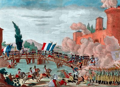 Napoleon leading his army across the bridge at Lodi - Passage of the bridge of Lodi in Italy by the Republican-French Army by Unknown artist