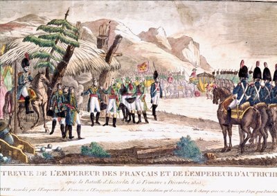 Napoleonic War: Napoleon I Meets Emperor Francois II After the Battle of Austerlitz on 2/12/1805 by Unknown artist