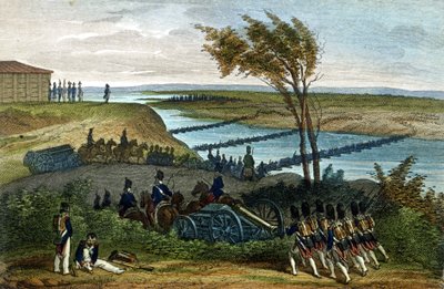 Napoleonic War: Russian Campaign. Passage of the River Niemen on 24/06/1812, Which Separates the Two Empires. Engraving of the 19th Century by Unknown artist