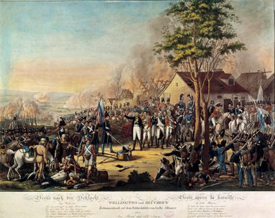 Napoleonic Wars: Battle of the Belle Alliance or Waterloo won on 18/06/1815 by the armed forces under Arthur Wellesley, Duke of Wellington and Prince Blucher by Unknown artist