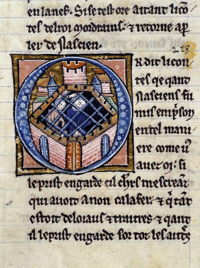 Nascion in Prison. Manuscript: Conquest of the Saint Gréal, Written 717 Years After the Passion of Our Lord. Bibliotheque Municipale de Rennes, ms. 255 (Collection of Novels of the Round Table); Paris by Unknown artist