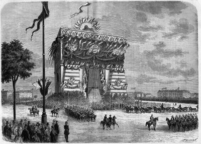 Nasir Al-Din Shah of Persia visiting Paris. Solemn reception at the roundabout of the triumph arch of the star by Unknown artist