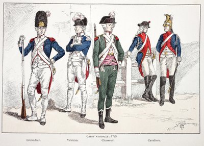 National Guard, in 1789, with left to right: the grenadier, the veteran, the hunter and the horsemen by Unknown artist