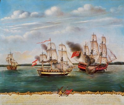Naval combat of Guayaquil (Ecuador) between Spain and England on October 2 by Unknown artist