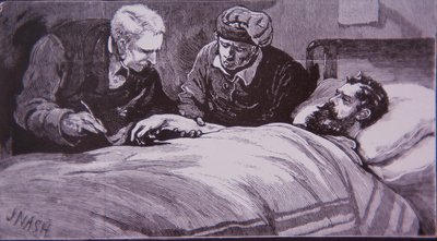 Ned Kelly Lies Wounded in Prison Hospital in Melbourne After Being Captured by Police on 28 June 1880 by Unknown artist