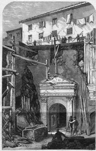New excavations in Rome: discovery of a post of watchmen of the seventh cohort (military of the Roman Empire). Engraving in 