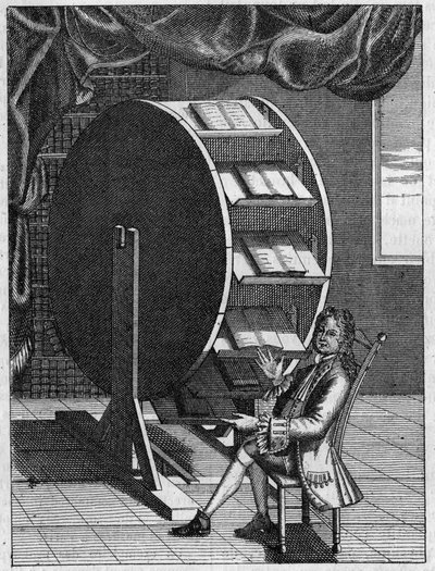 Nicolas Grollier de Serviere (1596-1689), French inventor, at his work desk. (Facsimile of an old engraving). Engraving in 