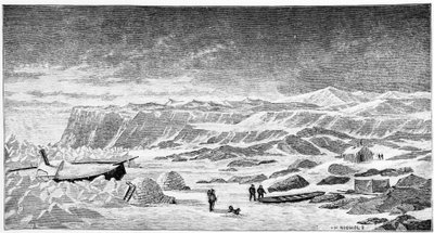 North Pole: Igloos and Icebreaker Boat (Ice Breeze), Drawing, Spring 1873 by Unknown artist