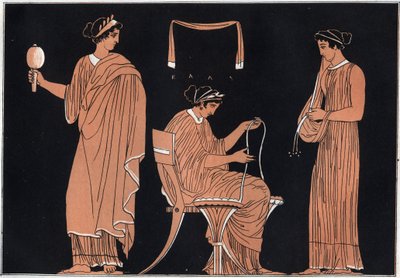 Odyssey by Homer: Penelope and Her Servants - engraving from 