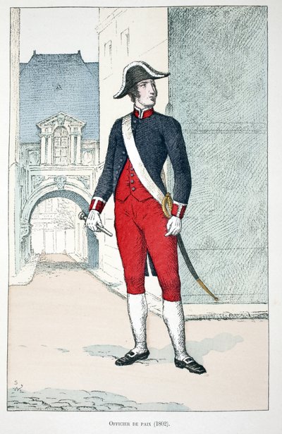 Officer of Peace (1802). Eau forte en couleurs, for illustration 