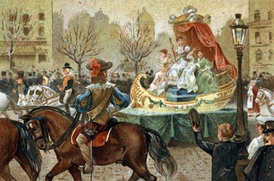 Old custom celebrated in the Ile de France region: mid-Lent in Paris. Chromolithography of the late 19th century. by Unknown artist