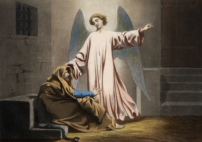 Saint Peter is delivered by an angel (Anonymous engraving from the middle of the 19th century) by Unknown artist