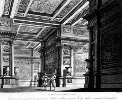 Opera: "La Clemenza di Tito", Music by Mozart, at the Casa de Milan - Engraving in "Scene Teatrali Milano" by Unknown artist