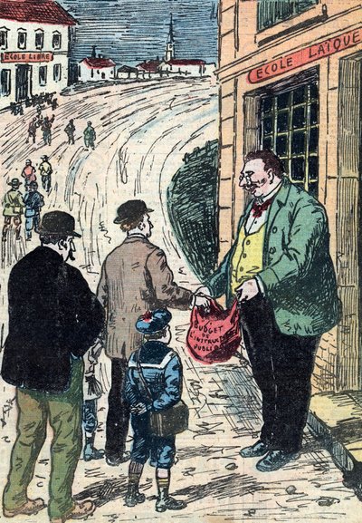 Opposition between Secular and Private Schools in France, Caricature from 