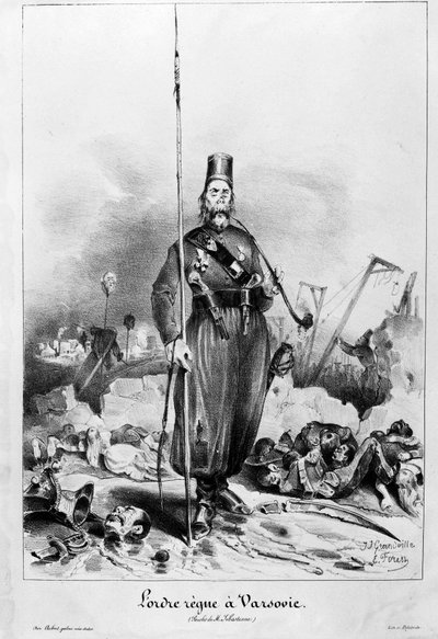 Order reigns in Warsaw. Cartoon by Grandville and Forest on the words of Marshal Sebastiani de la Porta (1772-1851). by Unknown artist