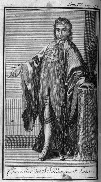 Orders of Chivalry. Knight of Saint Maurice and Lazarus in Savoy in the 16th century. In History of military orders or knights, of the seculieres and regulars militias of both sexes, which have been established so far. Edition taken from Abbe Giustinian by Unknown artist