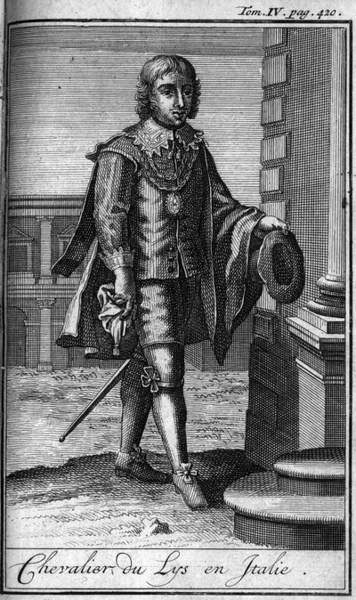 Orders of Chivalry. Knight of the Lily in Italy. In “History of military orders or knights, of the secure and routine militias of both sex, which have been established so far. Edition taken from Abbe Giustiniani, R.P.Bonani, M. Herman, Schoonebeek, R.P.H by Unknown artist