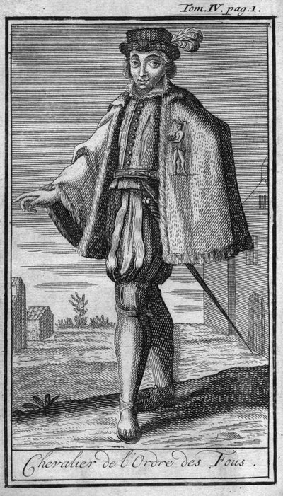 Orders of Chivalry. Knight of the Order of the Fools. In “History of military orders or knights, of the secure and routine militias of both sexes, which have been established so far. Edition taken from Abbe Giustiniani, R.P.Bonani, M. Herman, Schoonebeek by Unknown artist