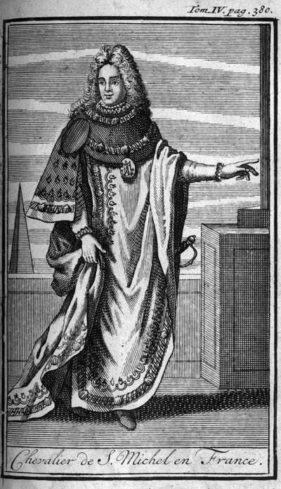 Orders of Knight. Chevalier de Saint Michel in France in the 15th century. In “History of military orders or knights, of the secure and routine militias of both sexes, which have been established so far. Edition taken from Abbe Giustiniani, R.P.Bonani, M by Unknown artist