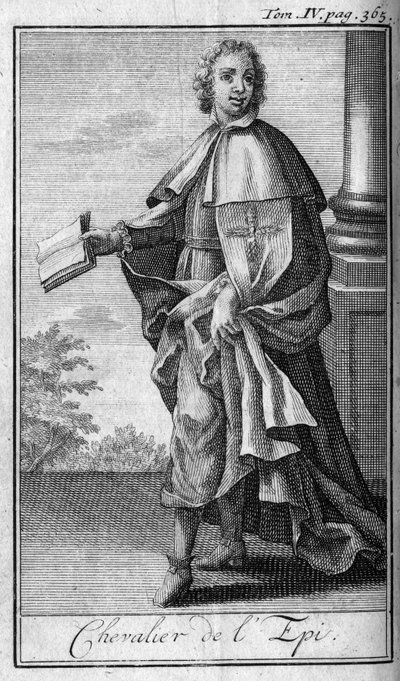 Orders of Knight. Knight of the Epi in Brittany in the 14th century. In "History of military orders or knights, of the secure and routine militias of both sexes, which have been established so far. Edition taken from Abbe Giustiniani, R.P.Bonani, M. Herm" by Unknown artist
