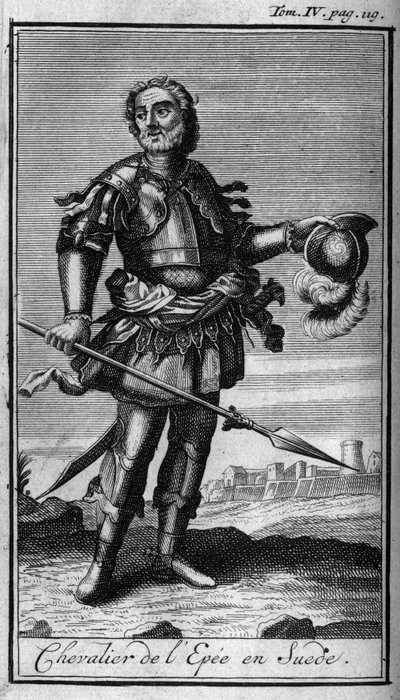 Orders of Knight. Knight of the Sword in Sweden in the 16th century. In History of military orders or knights, of the secure and routine militias of both sex, which have been established up to now. Edition taken from Abbe Giustiniani, R.P.Bonani, M. Her by Unknown artist