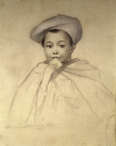 Original portrait used as a logo for the boxes of cookies LU by Unknown artist