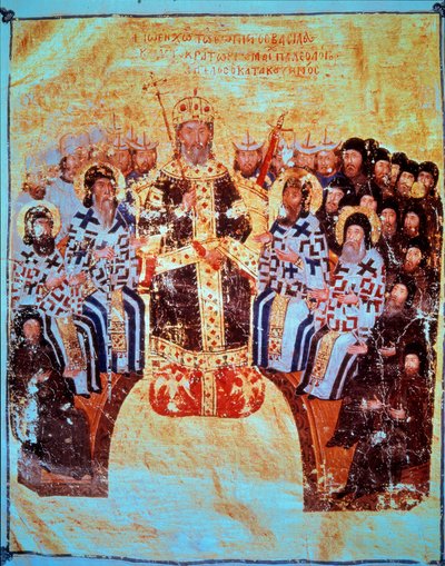 Orthodox religion: The Byzantine Emperor John VI Cantacuzene presiding over the Council of Constantinople of 18/05/1351 by Unknown artist