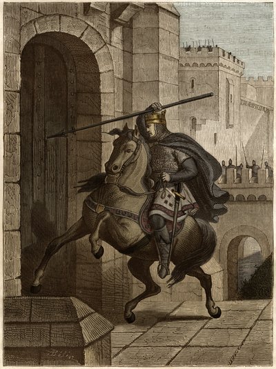Otto II, Holy Roman Emperor before Paris - Otto II of the Holy Empire, known as the Roux (955-983) irritates not being able to enter Paris (Paris headquarters, 978), walks under the walls of the city to plant his spear in the door by Unknown artist