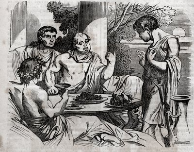 Outdoor Banquet Scene - Vitellius Giving a Feast - Engraving in 