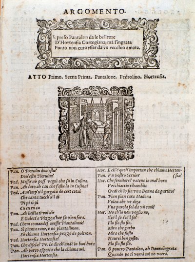 Page from Amfiparnaso Madrigal Comedy by Orazio Vecchi by Unknown artist
