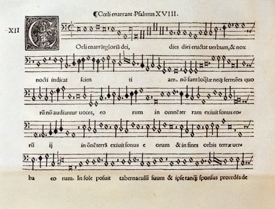 Page of musical score of Coeli enarrant psalm XVIII by Willaert (1538) by Unknown artist