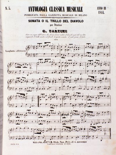 Page of musical score of Devil