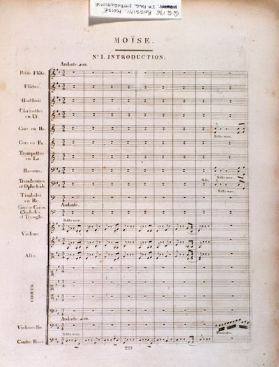 Page of musical score of Moses in Egypt by Gioacchino Rossini by Unknown artist