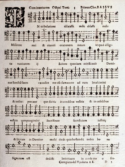 Page of musical score of Psalms (op 16) by Ludovico Viadana by Unknown artist