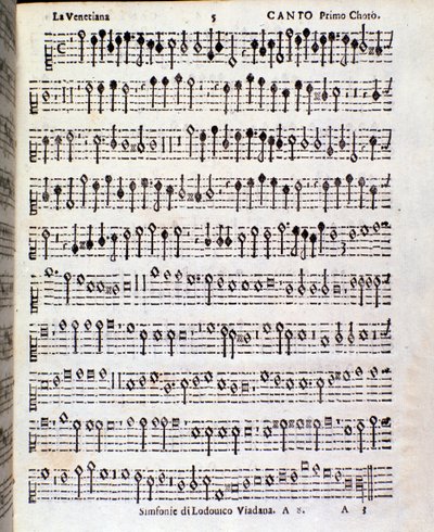 Page of Musical Score of Sinfonie Musicali by Ludovico Viadana by Unknown artist