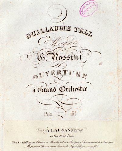 Page of musical score of the overture of William Tell, opera by Gioacchino Rossini by Unknown artist