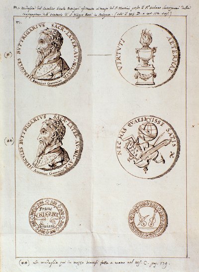Page with Portraits from Il Melone, Discorso Armonico by Unknown artist
