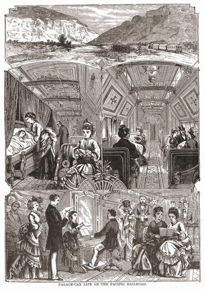 Palace-car life on the Pacific Railroad, engraving, 19th century by Unknown artist
