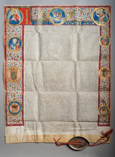 Papal Bull. Pope Paul III, Eucharistic. Parchment. Miniature Painting. 1535 by Unknown artist