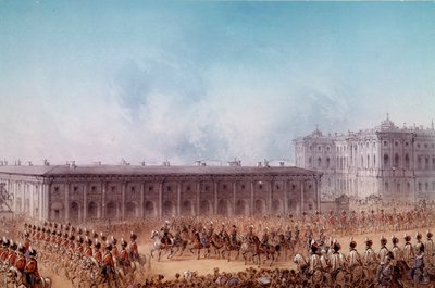 Parade with Alexander II in Front of the Anetchkoff Palace in St. Petersburg in 1856 by Unknown artist