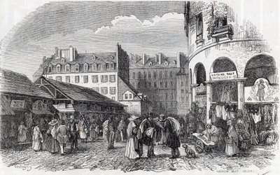 Paris, 3rd arrondissement - La rotunde du Carreau du Temple in Paris in the 19th century - Engraving in Tableau-de-Paris by Edmond Texier by Unknown artist