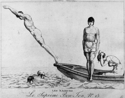 Parisian Cartoon: Swimmers, Men Diving from a Boat - The Supreme Bon-Ton, No.15, Musee Carnavalet by Unknown artist