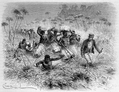 Passage of the Chisera by Livingstone and Its Porters - 