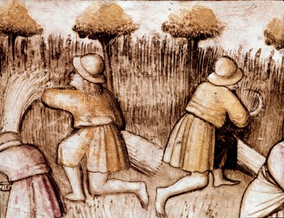 Peasants mowing wheat by Unknown artist