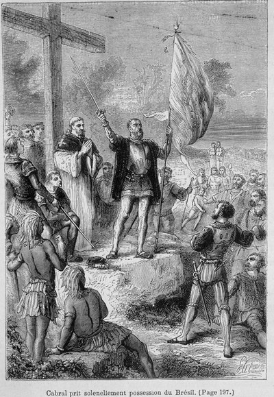 Pedro Alvarez Cabral, Portuguese Navigator Taking Possession of Brazil, Called Terra de Santa Cruz, Around 1500 by Unknown artist